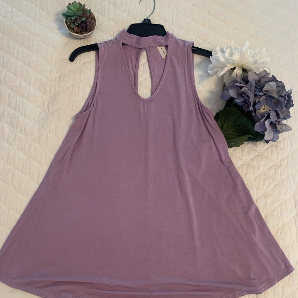 Lavender mock neck tank top blouse